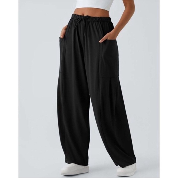 Halara Pants - Halara Elastic Waistband Drawstring Pocket Palazzo Flowy Wide Leg Pants XL NWT